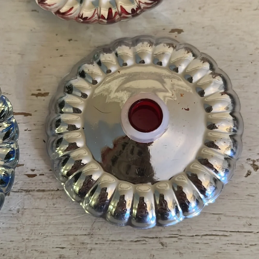 Lot 6 Vintage Christmas tree light Foil plastic starburst reflectors 3” diameter